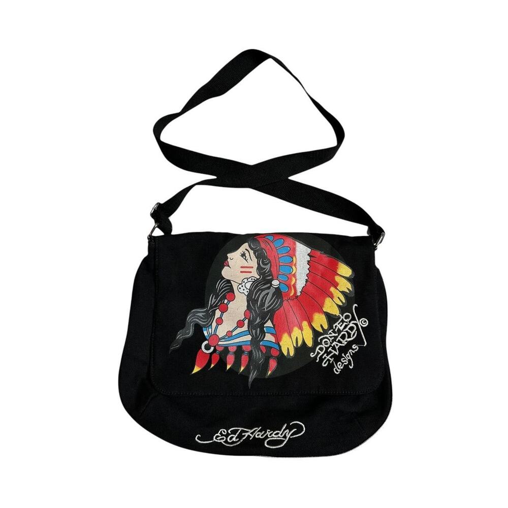 Vintage Ed Hardy Messenger Crossbody Bag